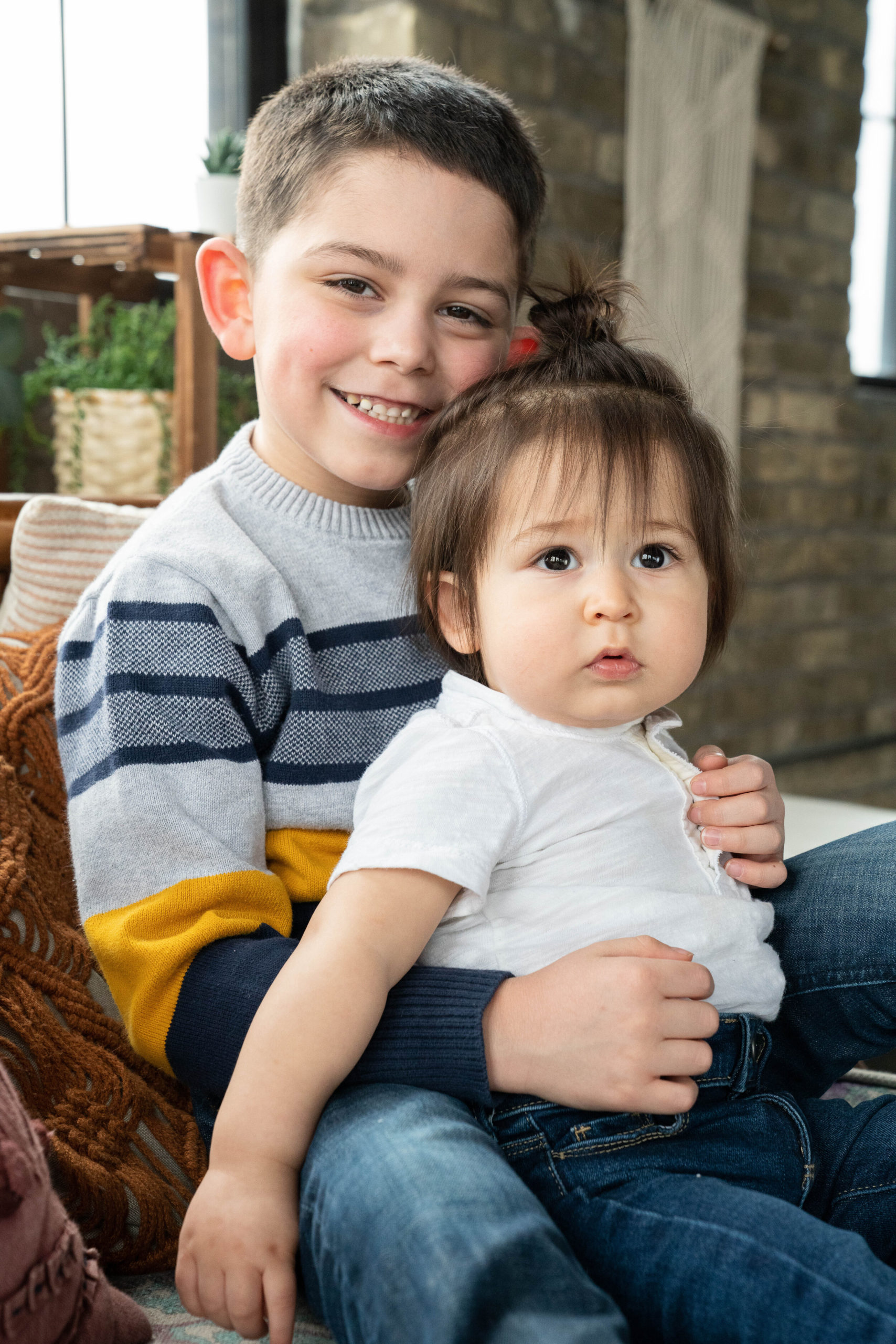 Big Brother holds his little brother - family session
