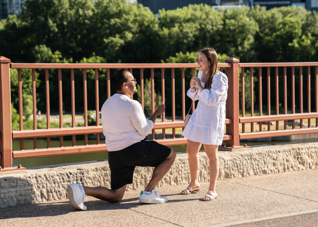Surprise Proposal on the Stone Arch Bridge in Minneapolis