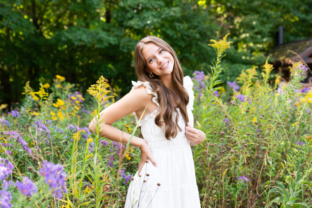 Senior pictures in a white dress