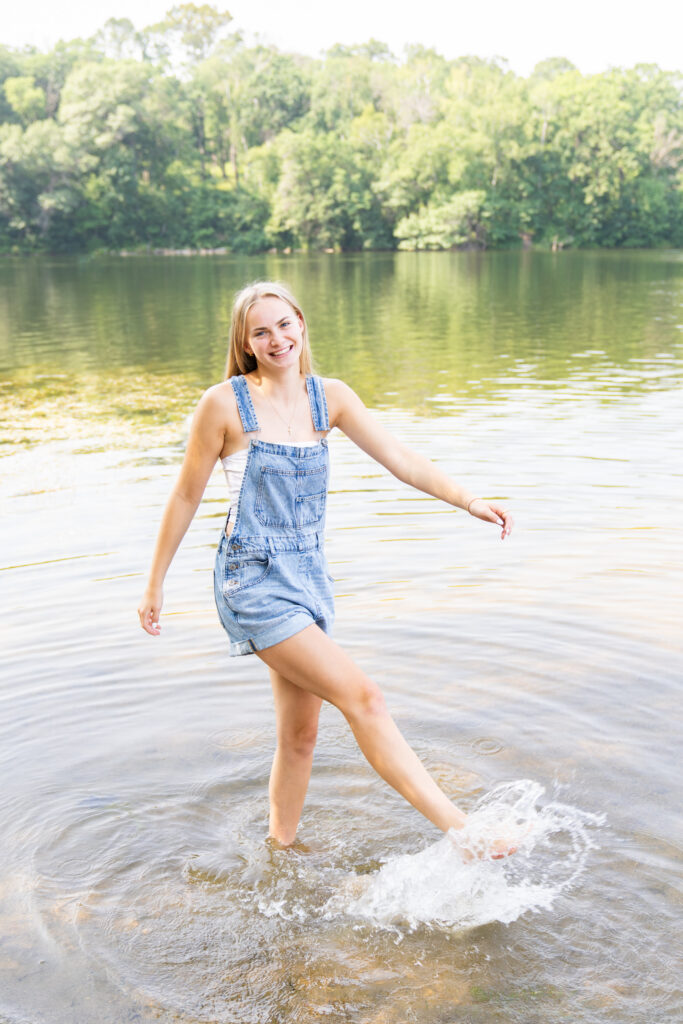 Senior photos by a lake