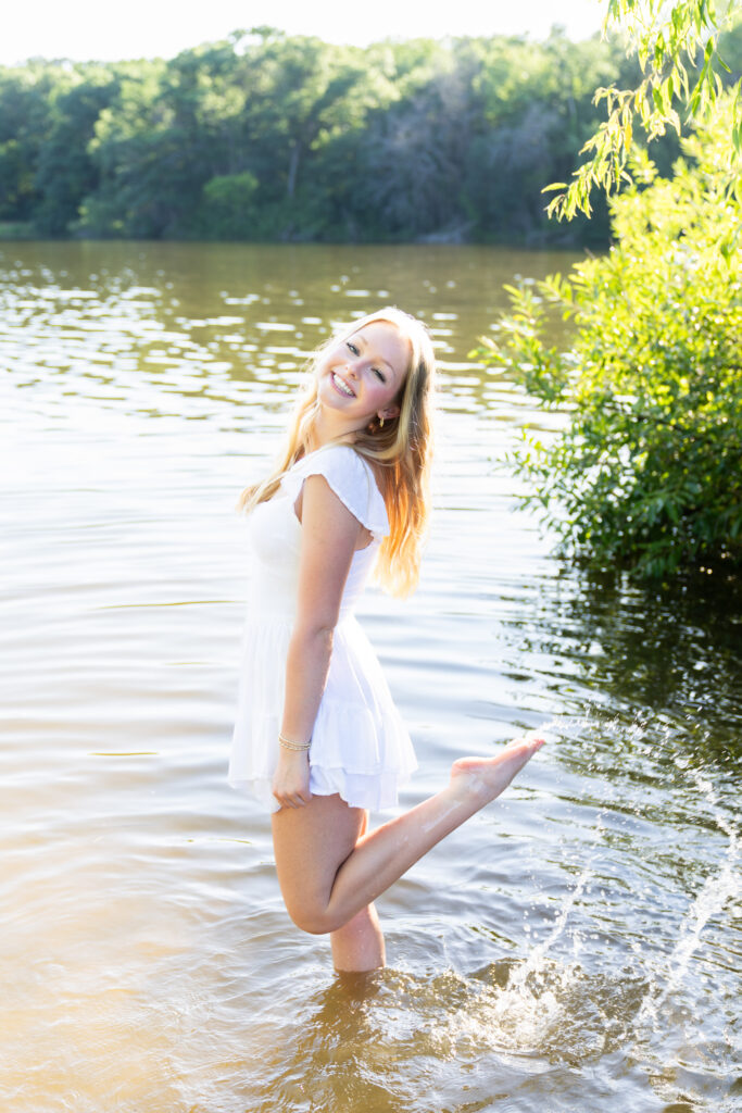 Senior photos by a lake